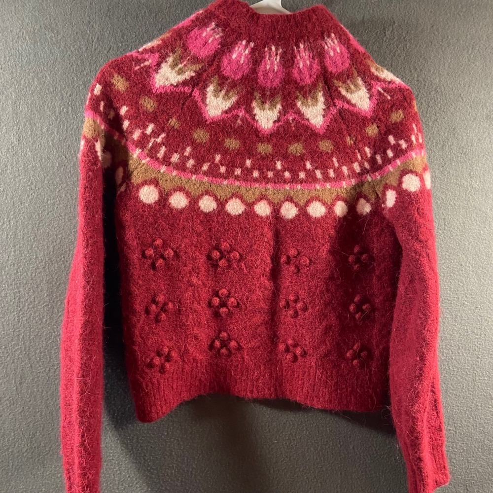 Scotch & Soda Fair Isle Alpaca Wool Sweater Red XS floral fisherman cottagecore - Picture 5 of 7